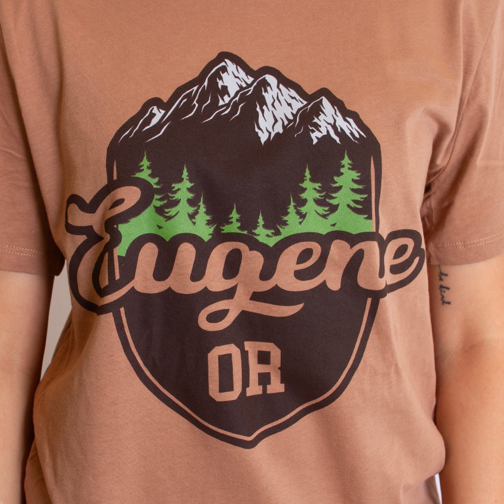 Eugene, Brown, Crew Neck, Cotton, Men, Unisex, CI Sport, Mountains & Forest, T-Shirt, 803984